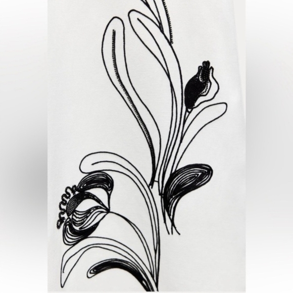 NWOT Zara $109 Collection Linen Skirt Contrast Embroidery White. Size L - Picture 4 of 11